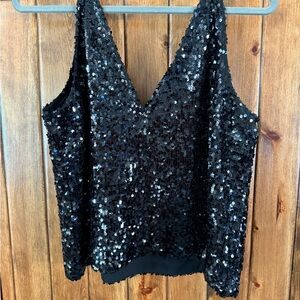 J. Crew Collection Carrie V neck camisole in black sequin